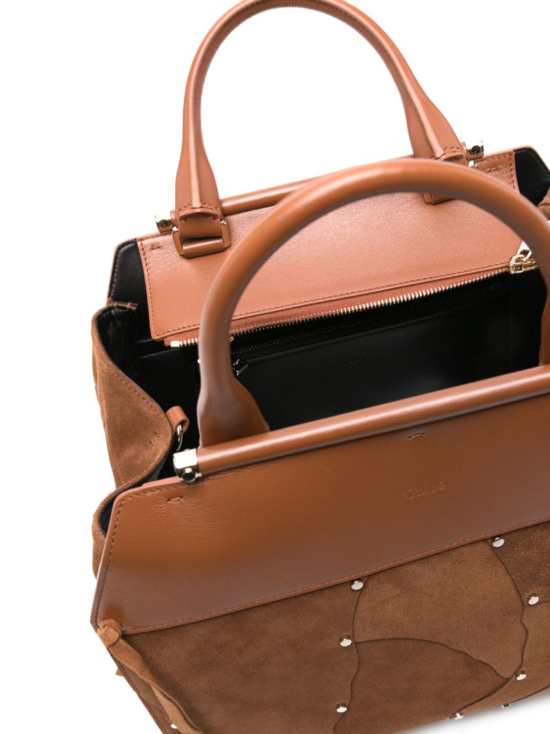 Brown Steph Patchwork Suede Tote Bag