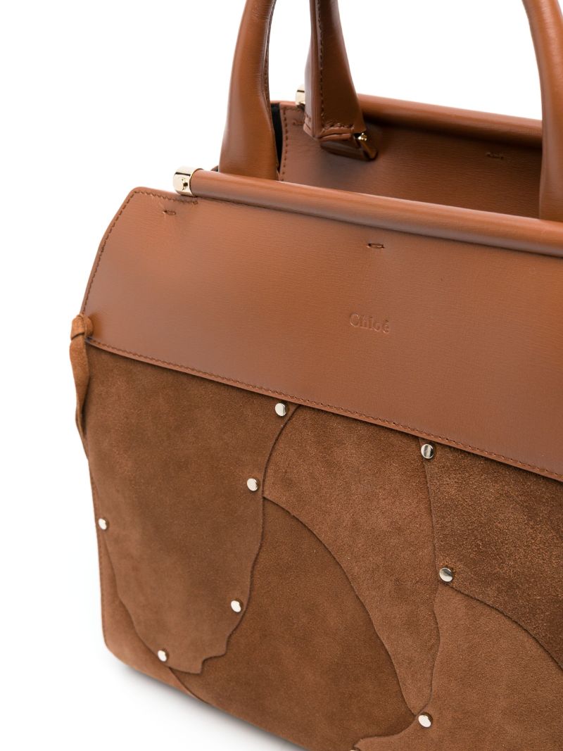Brown Steph Patchwork Suede Tote Bag