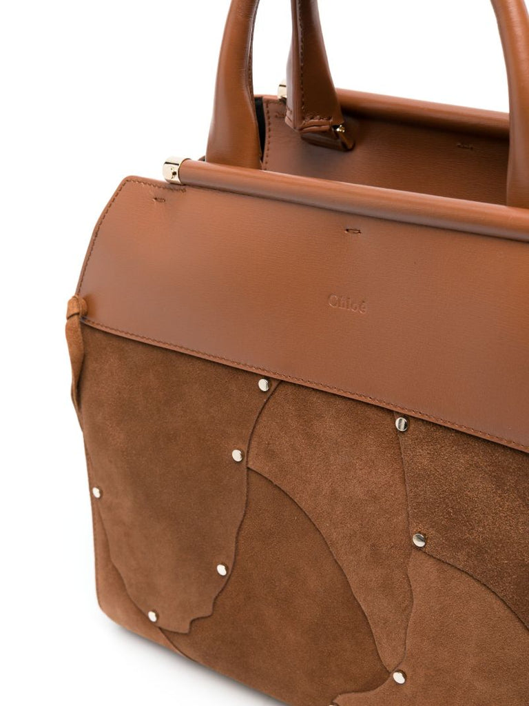 Brown Steph Patchwork Suede Tote Bag