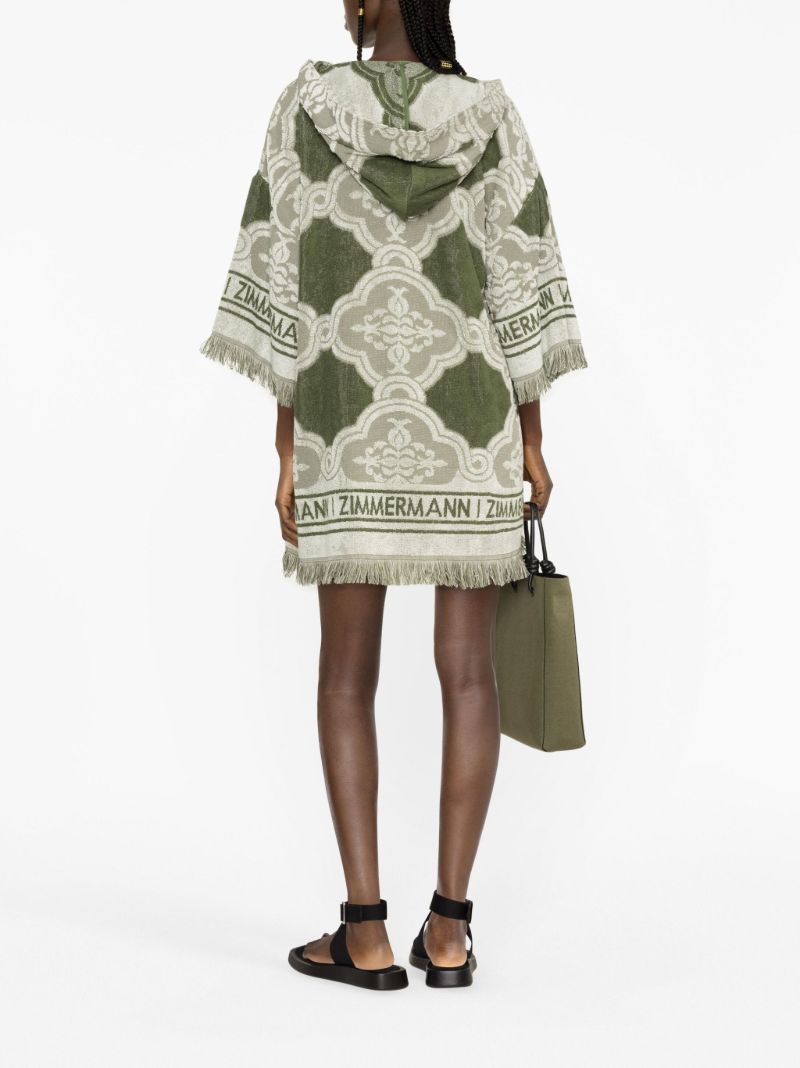 Green Chintz Hooded Jacquard Dress