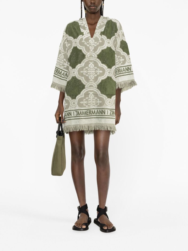 Green Chintz Hooded Jacquard Dress