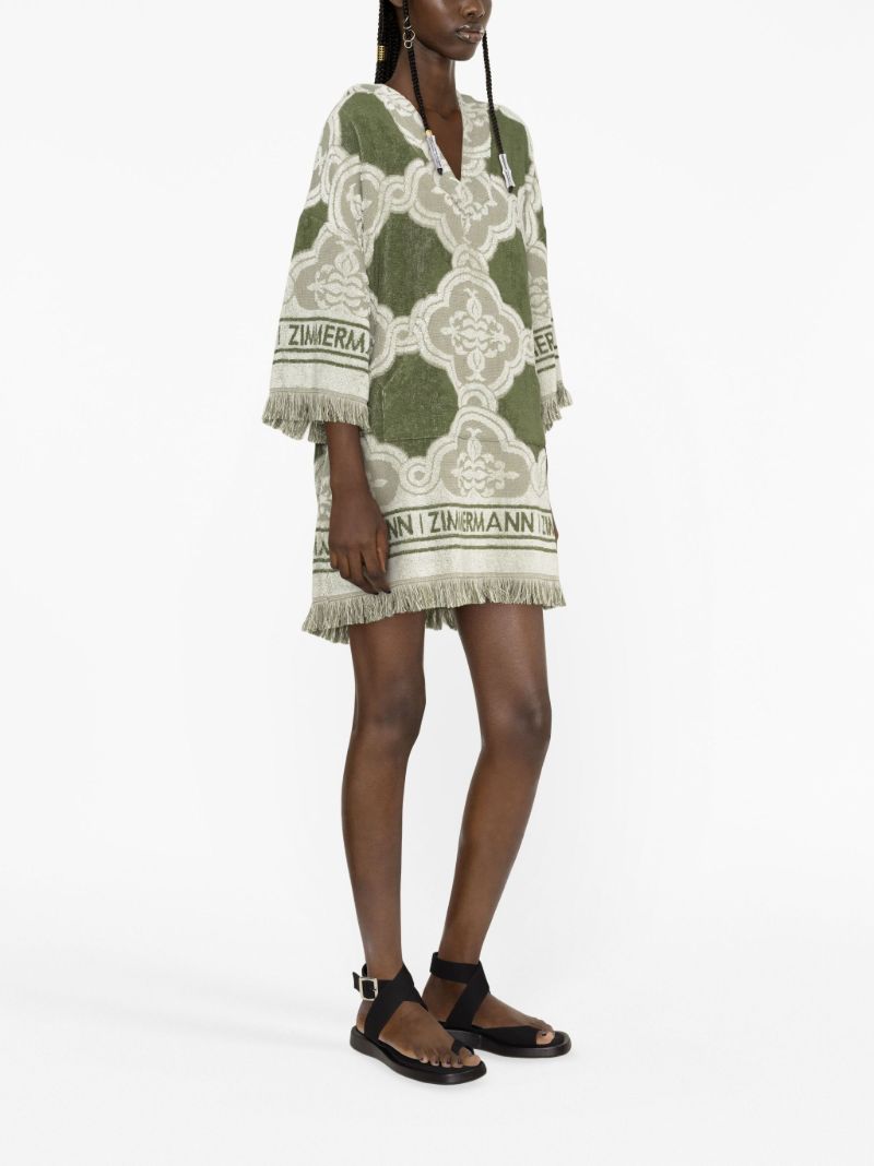Green Chintz Hooded Jacquard Dress