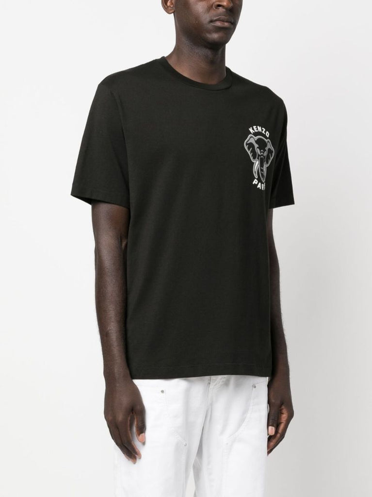 Black Logo Print Cotton T-shirt