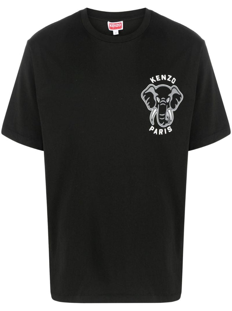 Black Logo Print Cotton T-shirt