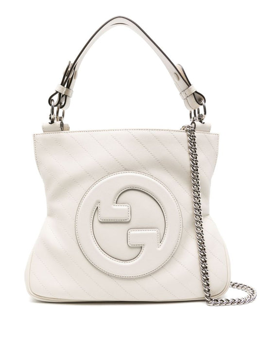 White Blondie Leather Tote Bag