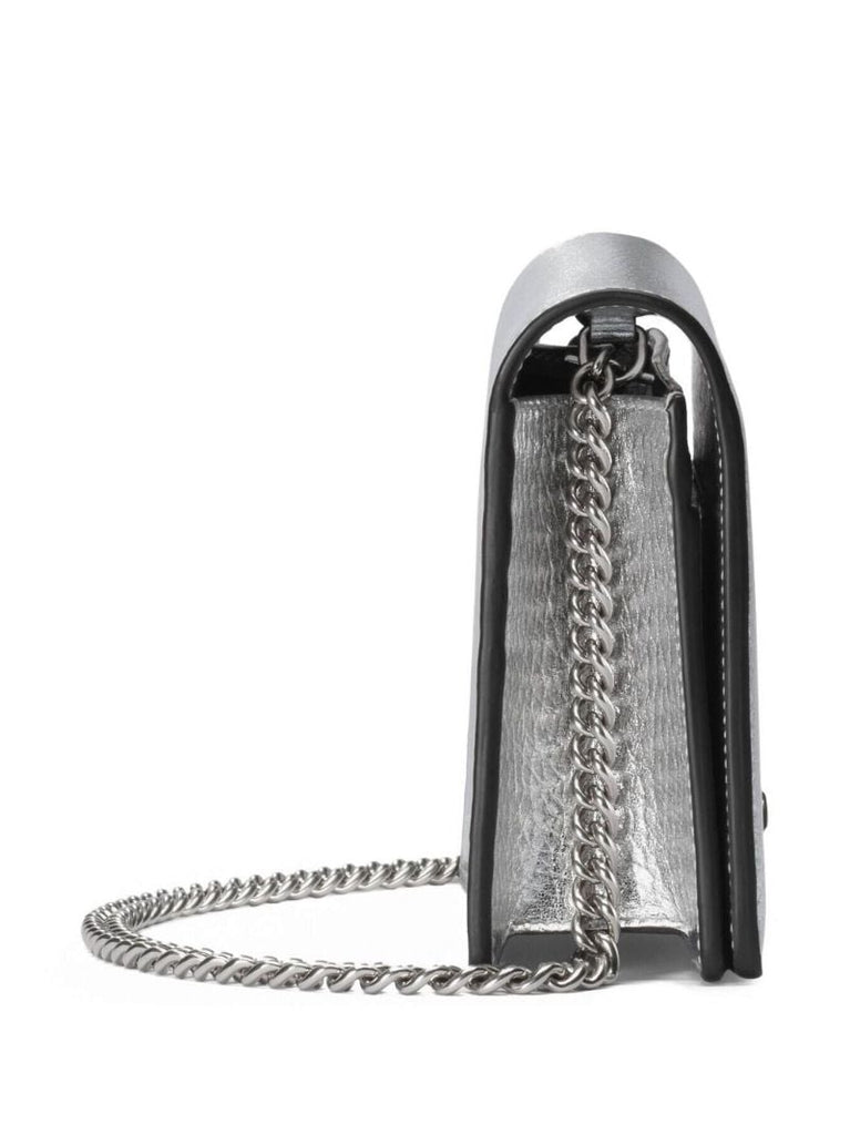 Silver-tone Gg Marmont Mini Leather Chain Wallet