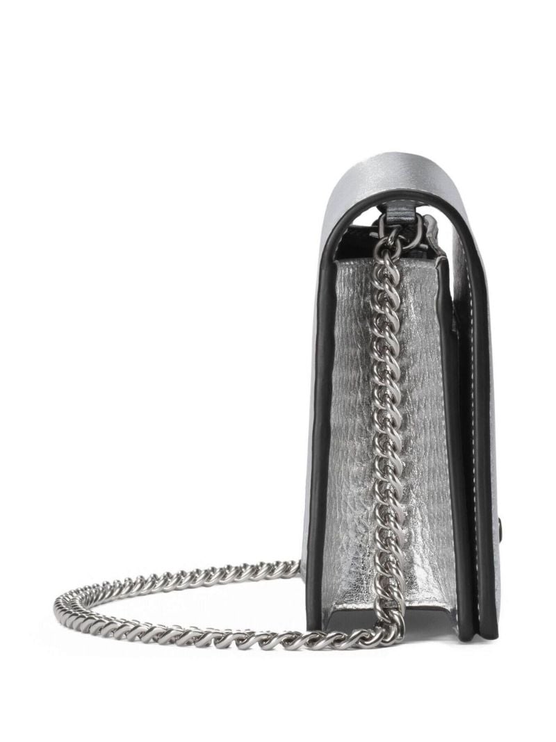 Silver-tone Gg Marmont Mini Leather Chain Wallet