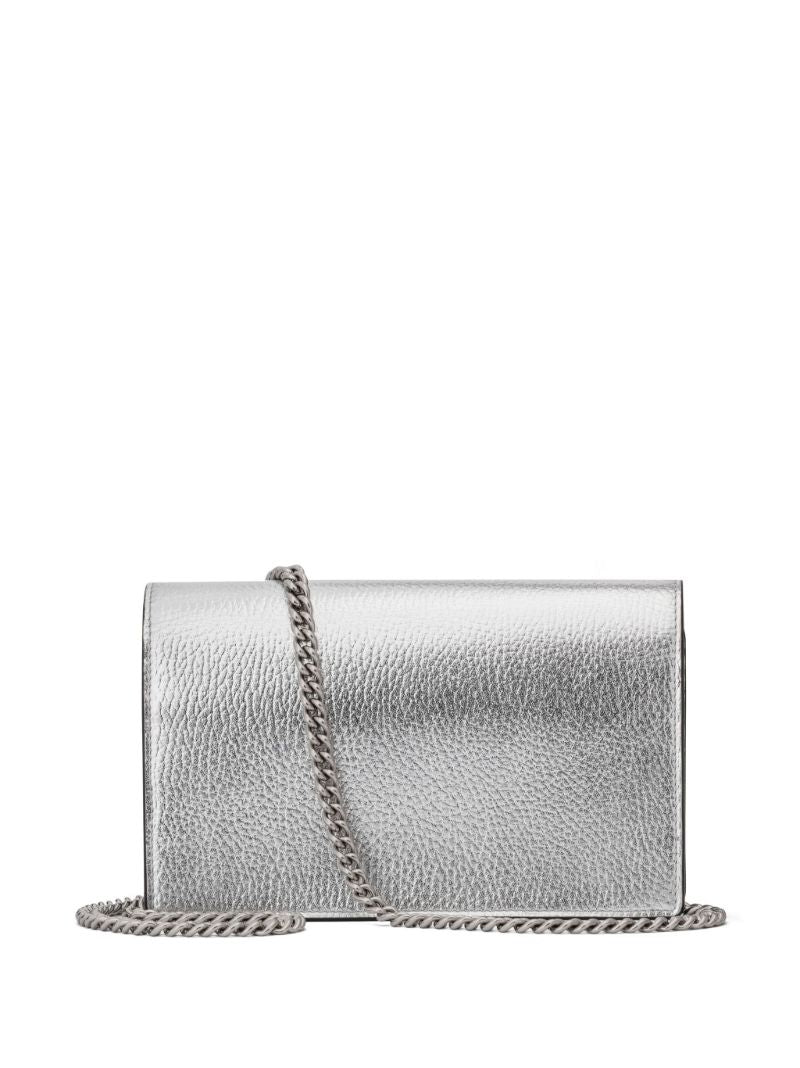 Silver-tone Gg Marmont Mini Leather Chain Wallet