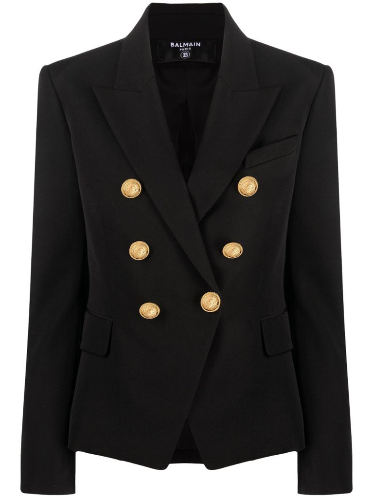 Black 6-buttons Double-breasted Blazer