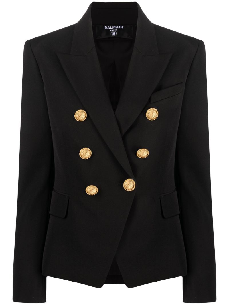 Black 6-buttons Double-breasted Blazer