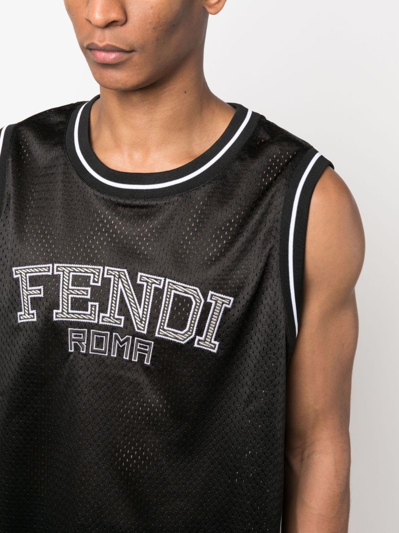 Black Logo Mesh Tank Top