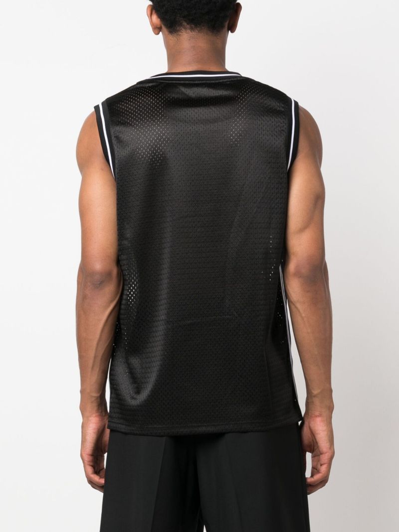 Black Logo Mesh Tank Top