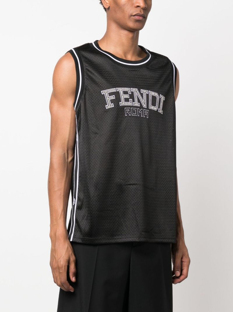 Black Logo Mesh Tank Top
