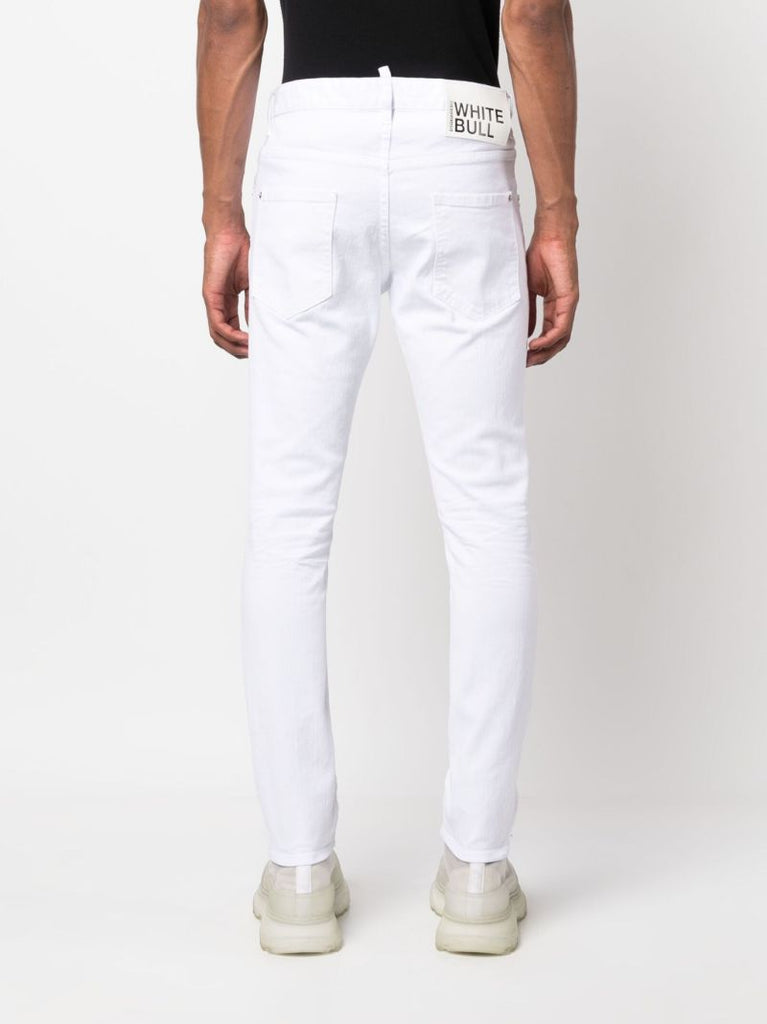 White Mid-rise Slim Jeans