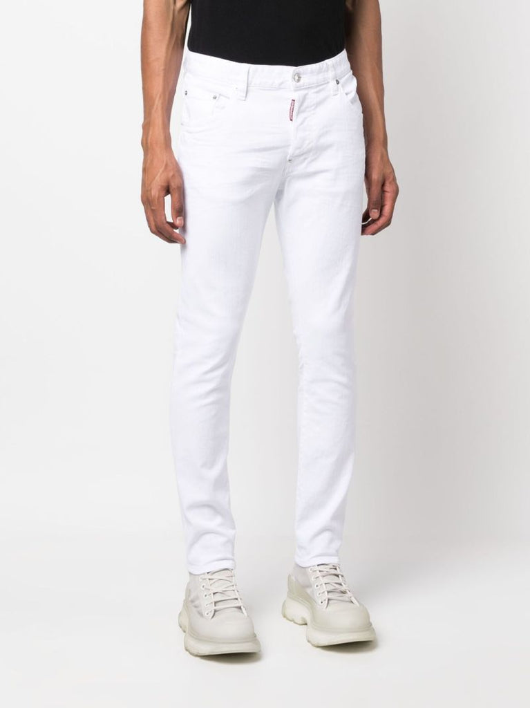 White Mid-rise Slim Jeans