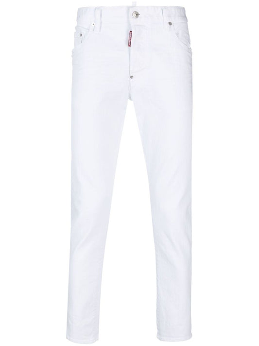 White Mid-rise Slim Jeans