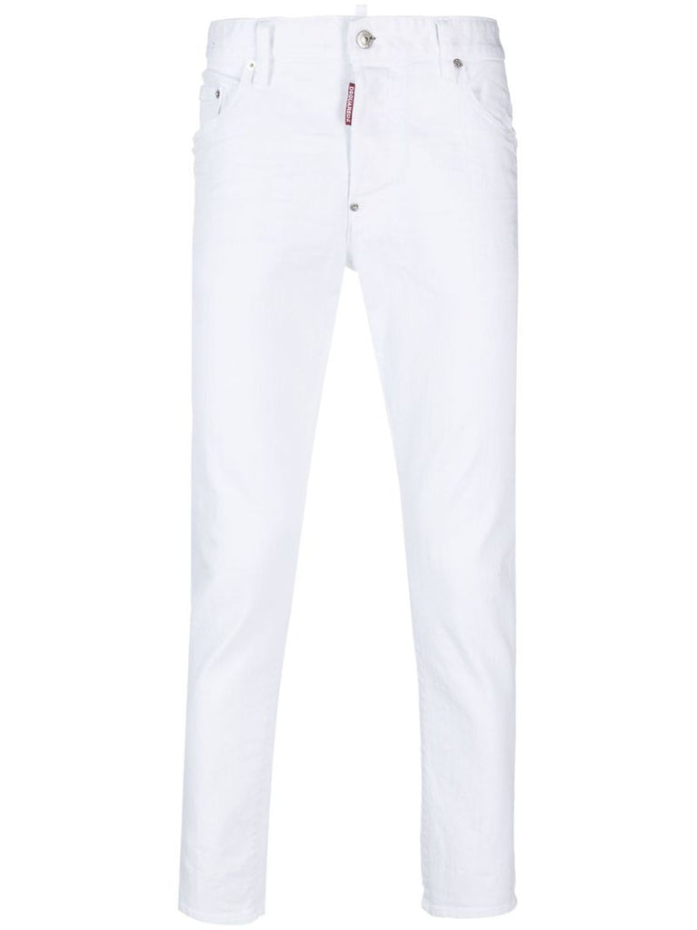 White Mid-rise Slim Jeans