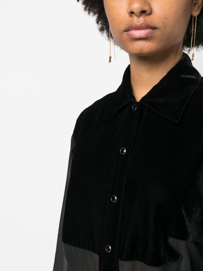 Black Panelled Silk Shirt