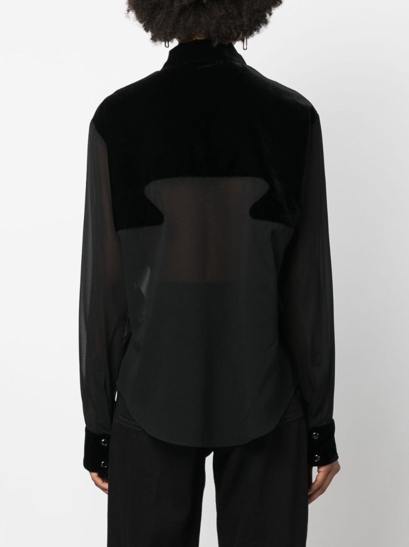 Black Panelled Silk Shirt