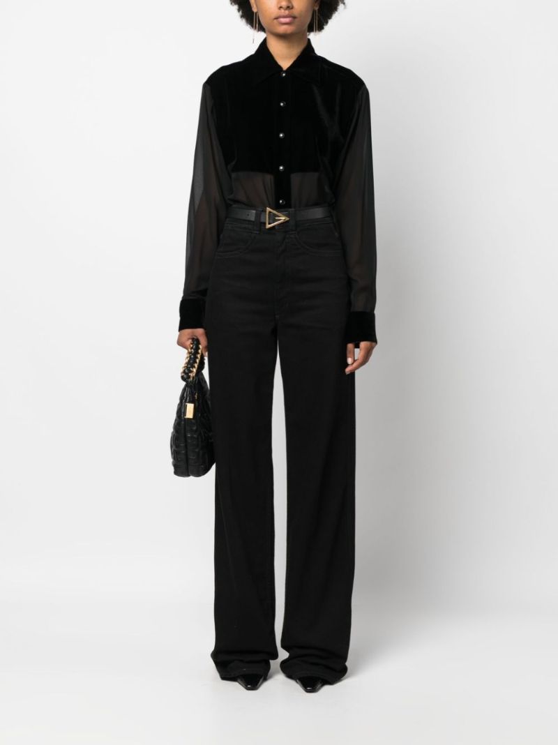 Black Panelled Silk Shirt