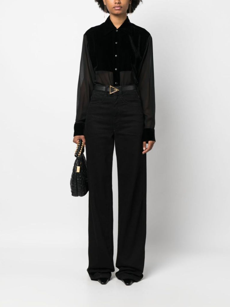 Black Panelled Silk Shirt