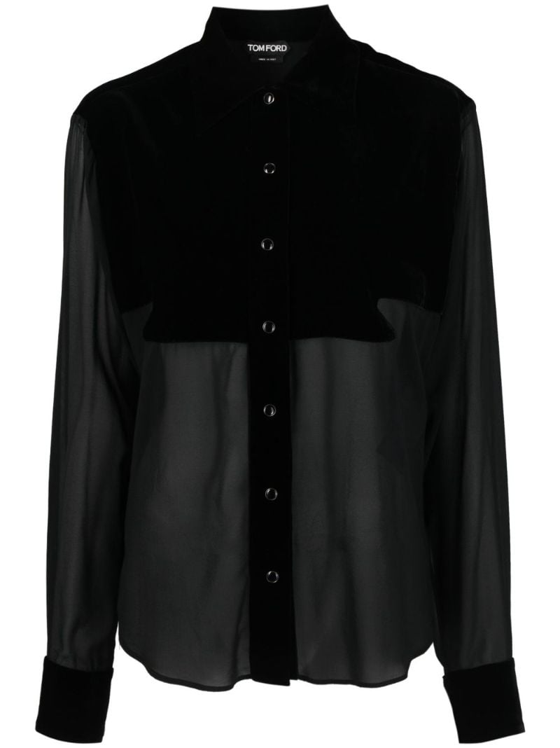 Black Panelled Silk Shirt