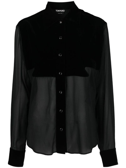Black Panelled Silk Shirt