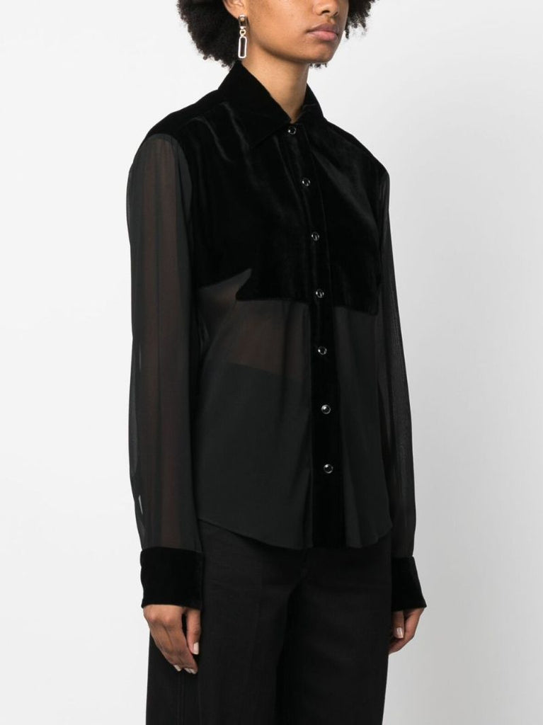 Black Panelled Silk Shirt