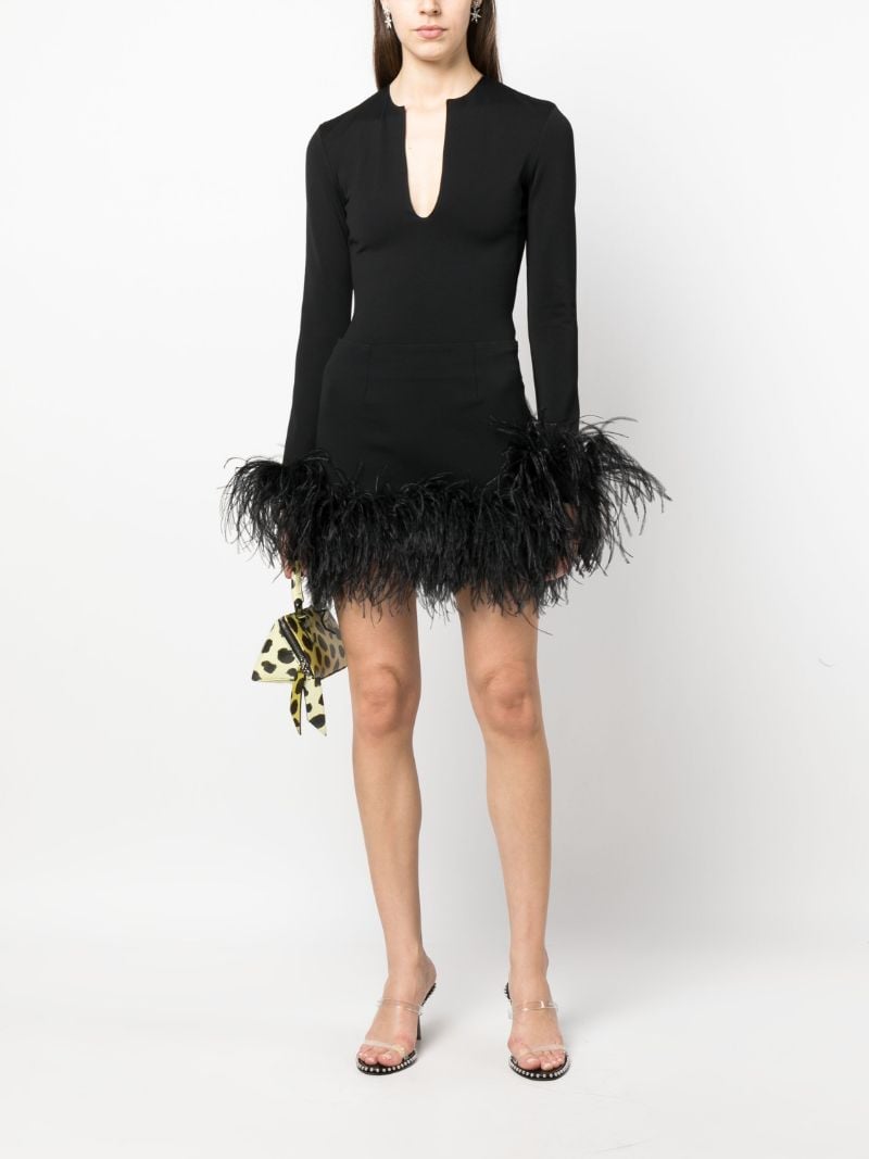 Black Uscilla Feather Trim Top