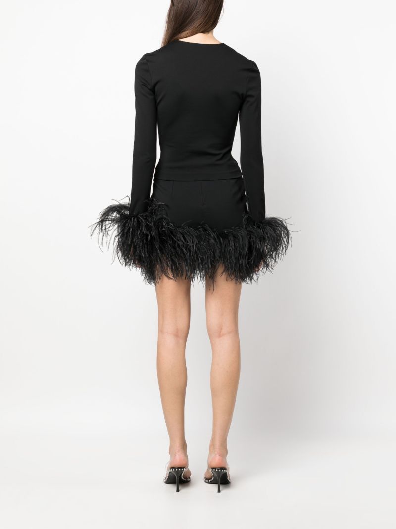 Black Uscilla Feather Trim Top
