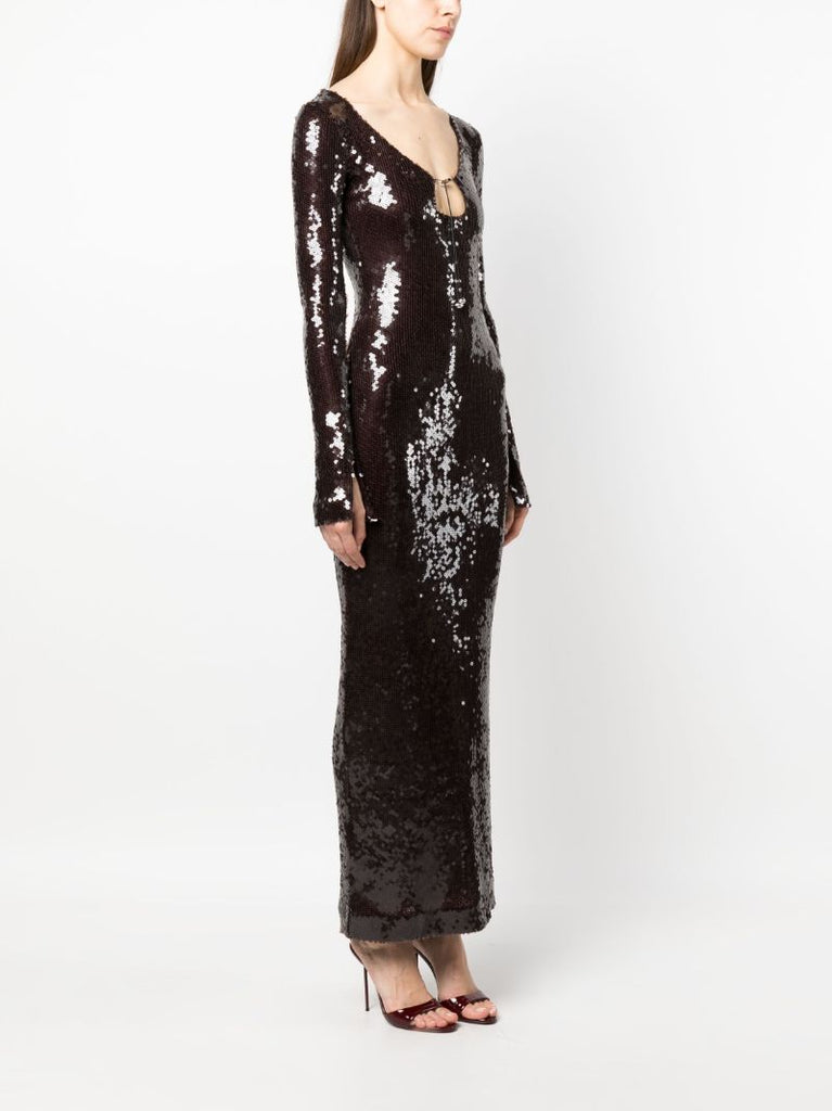 Brown Solaria Sequined Midi Dress