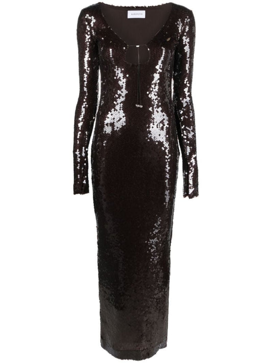 Brown Solaria Sequined Midi Dress