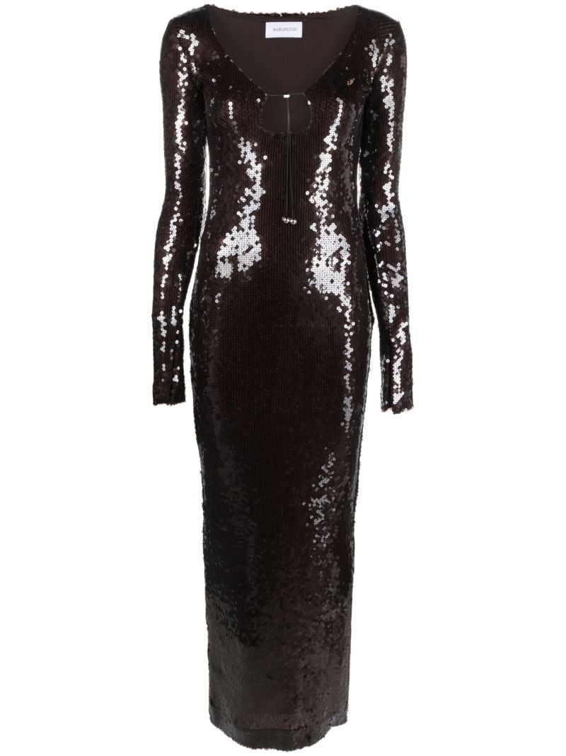 Brown Solaria Sequined Midi Dress