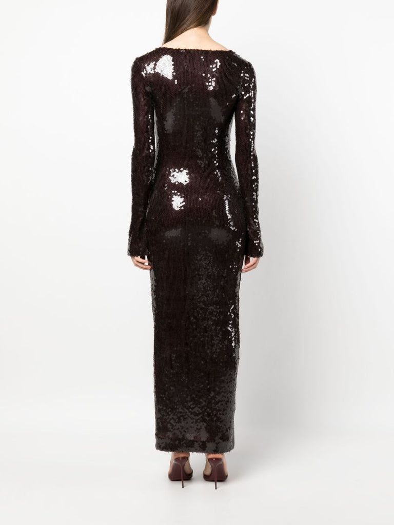 Brown Solaria Sequined Midi Dress