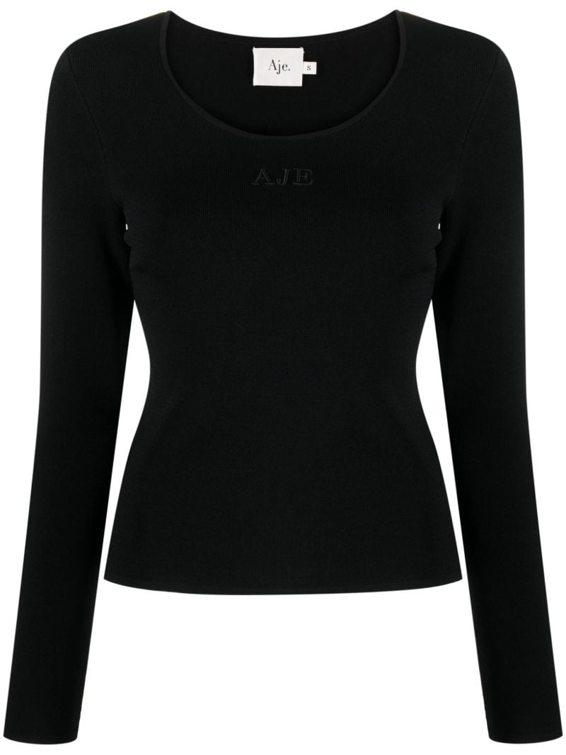 Black Clementine Logo-embroidered Knitted Top