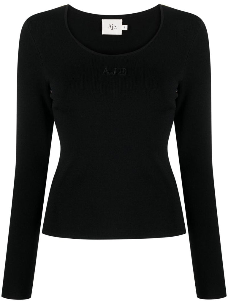 Black Clementine Logo-embroidered Knitted Top