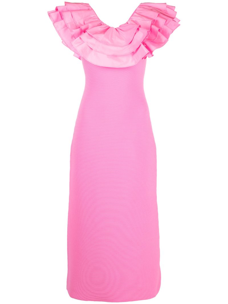 Pink Transcendent Ruffled Midi Dress