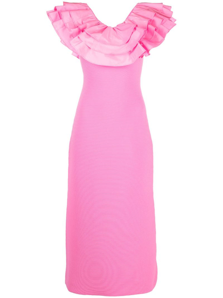 Pink Transcendent Ruffled Midi Dress