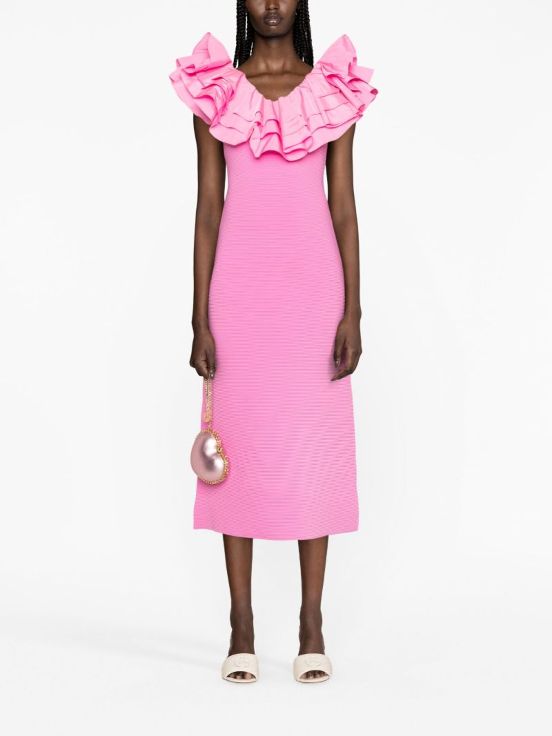 Pink Transcendent Ruffled Midi Dress