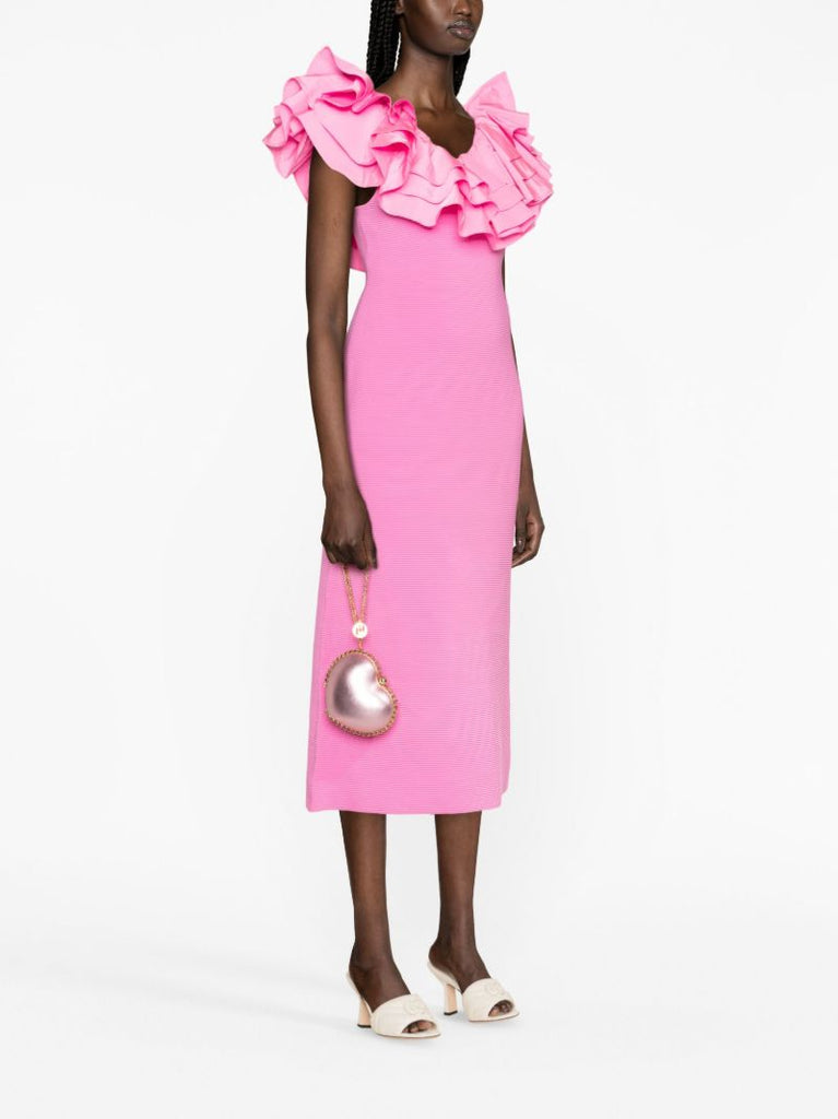 Pink Transcendent Ruffled Midi Dress