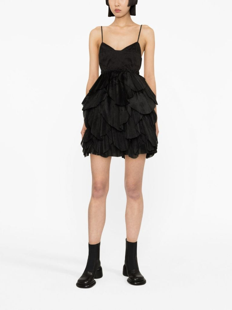 Black Elsie Pleated Mini Dress