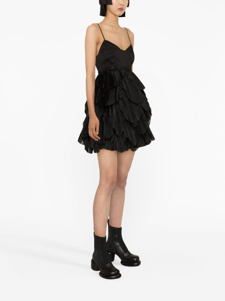 Black Elsie Pleated Mini Dress