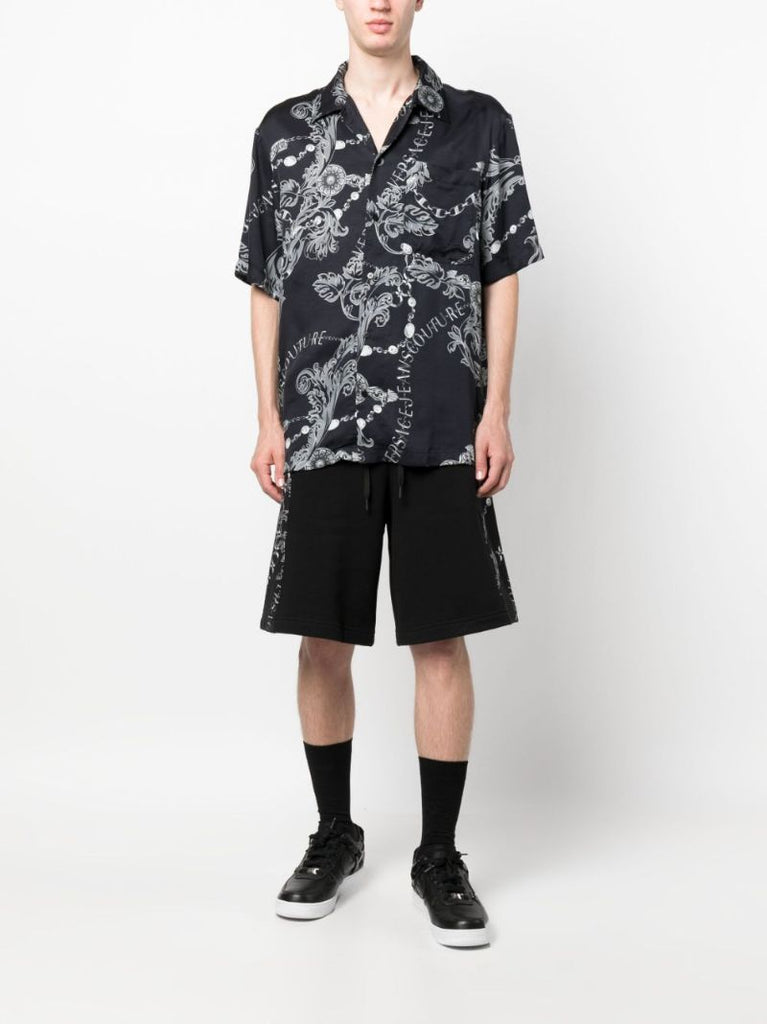 Black Barocco-print Short-sleeve Shirt