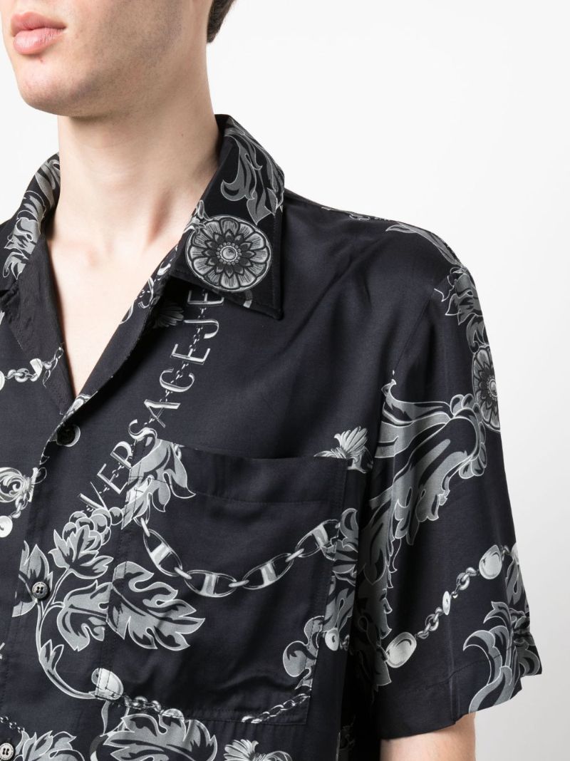 Black Barocco-print Short-sleeve Shirt