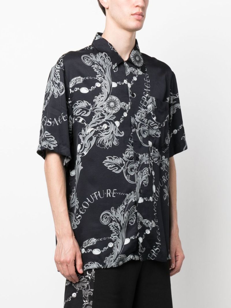 Black Barocco-print Short-sleeve Shirt