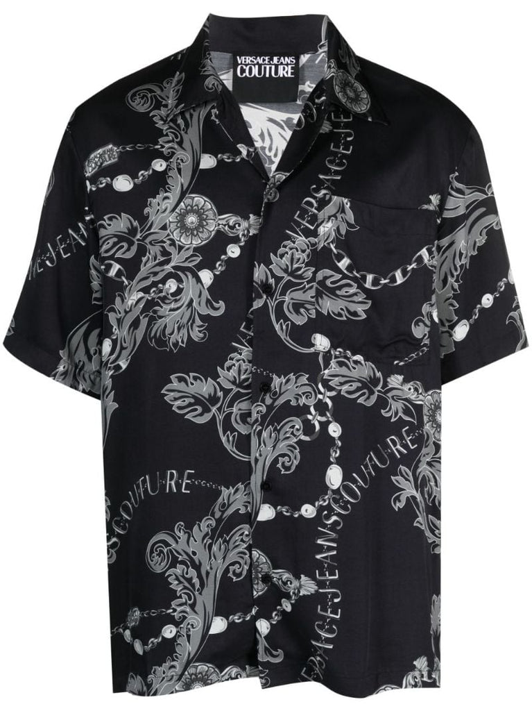 Black Barocco-print Short-sleeve Shirt