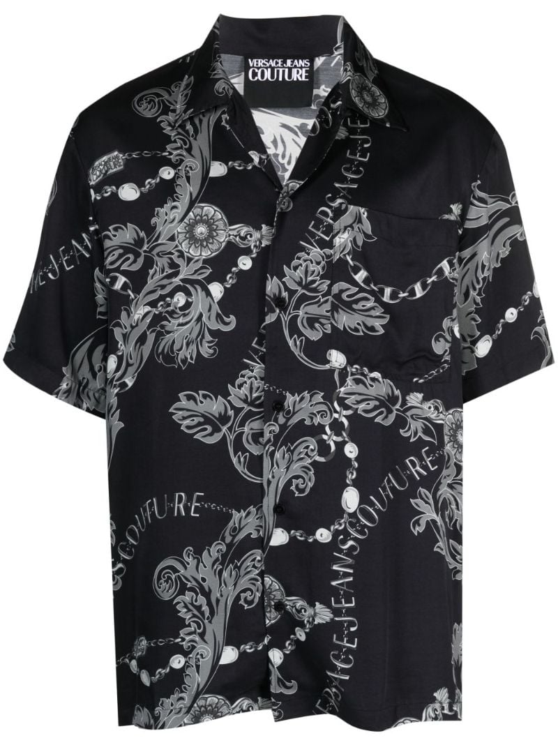Black Barocco-print Short-sleeve Shirt