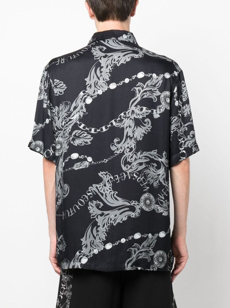 Black Barocco-print Short-sleeve Shirt