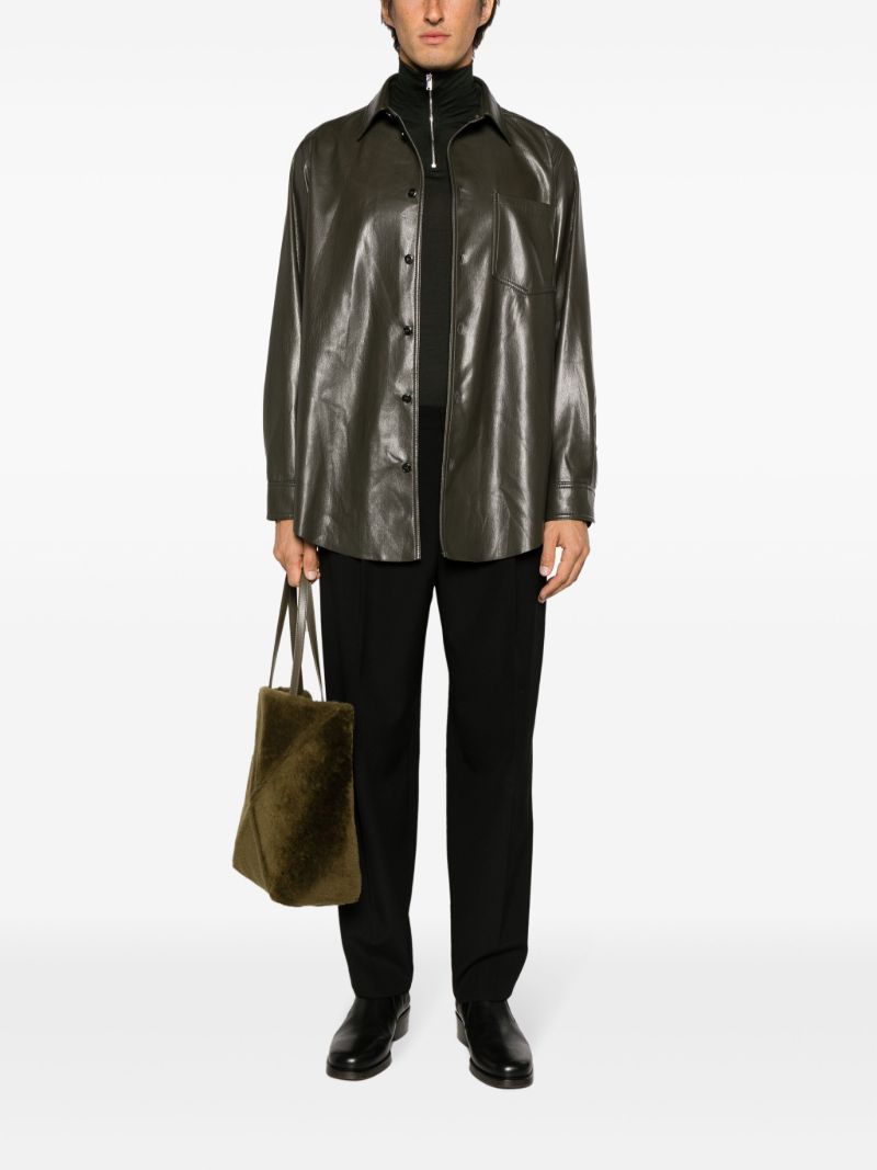 Green Landis Faux-leather Shirt