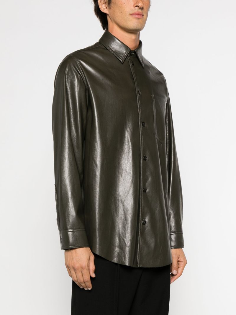 Green Landis Faux-leather Shirt